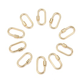 Kissitty 10pcs Golden Screw Locking Carabiner Oval Keychain Connector 25.5x14mm for DIY Necklaces Bracelet Keychain Jewelry Making