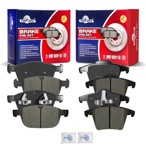 YXPCARS Ceramic Disc Brake Pads Set Front and Rear Replacement