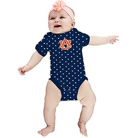 Two Feet Ahead Auburn Tigers Hearts Baby Bodysuit Creeper Baby Girl Clothes for Newborn Infants (12 Months, Auburn)