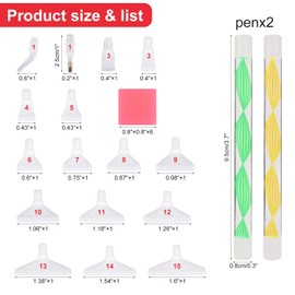 KINBOM 25pcs 5D Diamond Art Pen, Diamond Painting Pens Tools and Accessories Ergonomic Point Drill Pen for Round and Square Gem, Green + Yellow (2 Pens+17 Pen Tips+6 Clay)