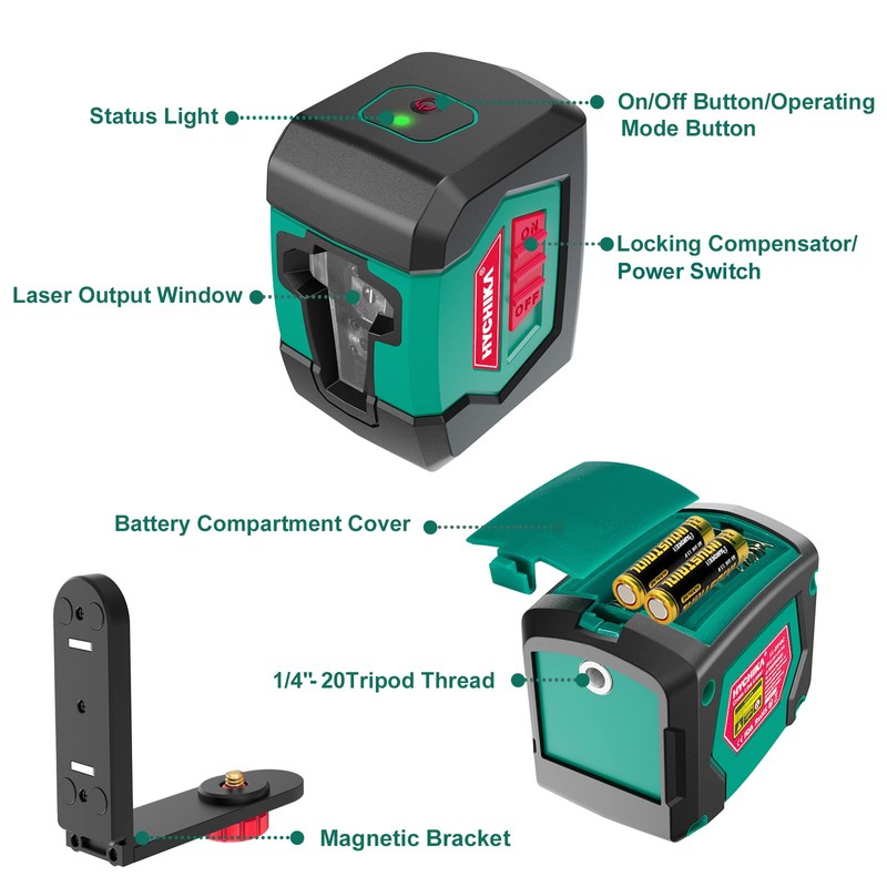 Laser Level, 50 Feet Cross Line Laser with Dual Module,