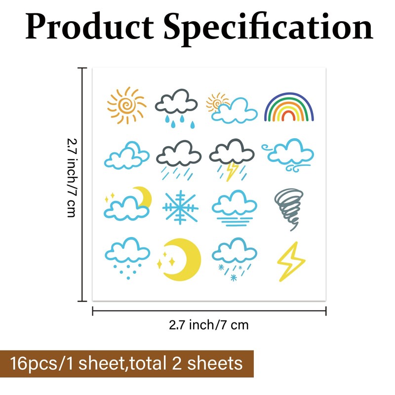 PLIGREAT Weather Pattern Stickers for Golf Ball Marker 2 Sheets