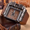 OULM Luxury Quartz Watch Men Square Dial Leather Band Watches