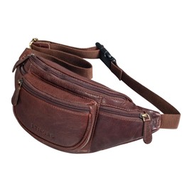 STILORD 'Eliah' Leather Waist Bag Vintage | Unisex Belt Bag for Travel, Festivals, and Outdoor | Genuine Leather Fanny Pack for Phone, Camera, and Valuables, Colour:maraska - Dark Brown