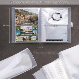 Framendino, 2 Pack 4 x 6 Inch Clear Index Cards Holder Plastic Organizer Pouches Book Binder 80 Page Hold 160 Card Sleeve Storage Protector for Note Cards Flash Cards