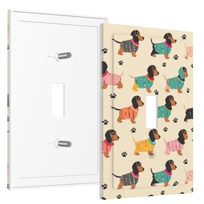 Buyidec Dachshund Colorful 1 Gang Single Toggle Outlet Light Switch