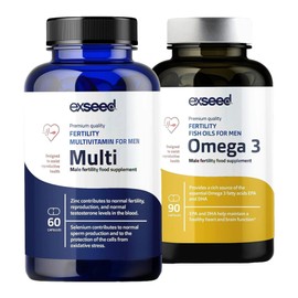 ExSeed Health - Fertility Combination Preparation for Men - Multivitamins (x60 Cap.) - Omega-3 (x90 Cap.) - 1 Month Supply - Fertility Promoting Ingredients - Supports Healthy Pregnancy