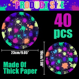 APUXXJUPA Neon Paper Plates - Glow in The Dark Party Supplies Include 18cm 23cm Printed with Graffiti Plates for Let's Glow Party Decorations, Serves 20