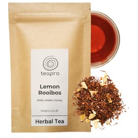 Teapro Lemon Rooibos Herbal Tea Blend 125g | Caffeine-Free Herbal Loose Leaf Tea | Premium Lemon Red Bush Tea | From South Africa Loose Tea