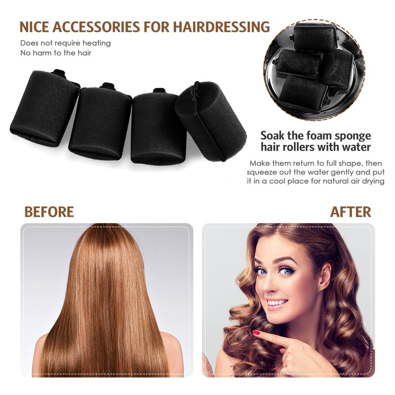 12 Pcs Jumbo Foam Sponge Hair Rollers 1.89 Inch Soft