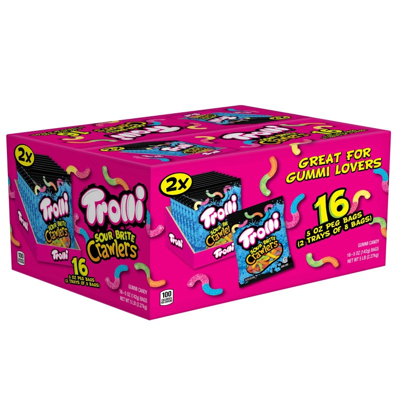 Trolli Sour Brite Crawlers Candy, 5 Oz, 16-Count