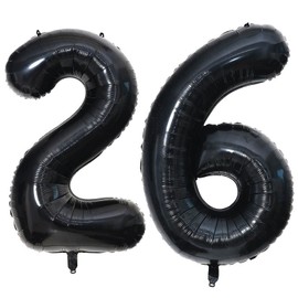 40 Inch Black 26 Number Balloons Giant 26 or 62 Balloons Black Birthday Balloons 26th or 62th Birthday Anniversary Events Party Decorations Supplies