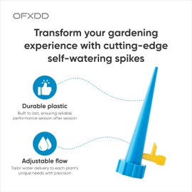 OFXDD Plant Watering Spikes - Automatic Self Watering Spikes - Indoor & Outdoor Plant Watering Stakes with Adjustable Control, Plastic, 6 Pcs
