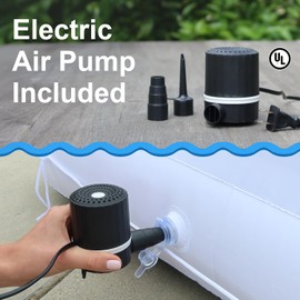 Inflatable Tanning Pool Lounger Float w/Reflective Base (Electric Pump Included) 85” x 58” - Sun Bathing Sun Tanning in Pool or Backyard