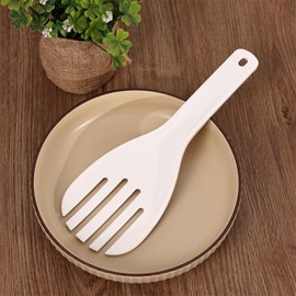1 Pc White Jumbo Large Plastic Rice Paddle Spatula Scoop Fork-Like, Serving Spoons，Rice and Potato Servers Serving Utensils(10.63" (27 cm)) Long