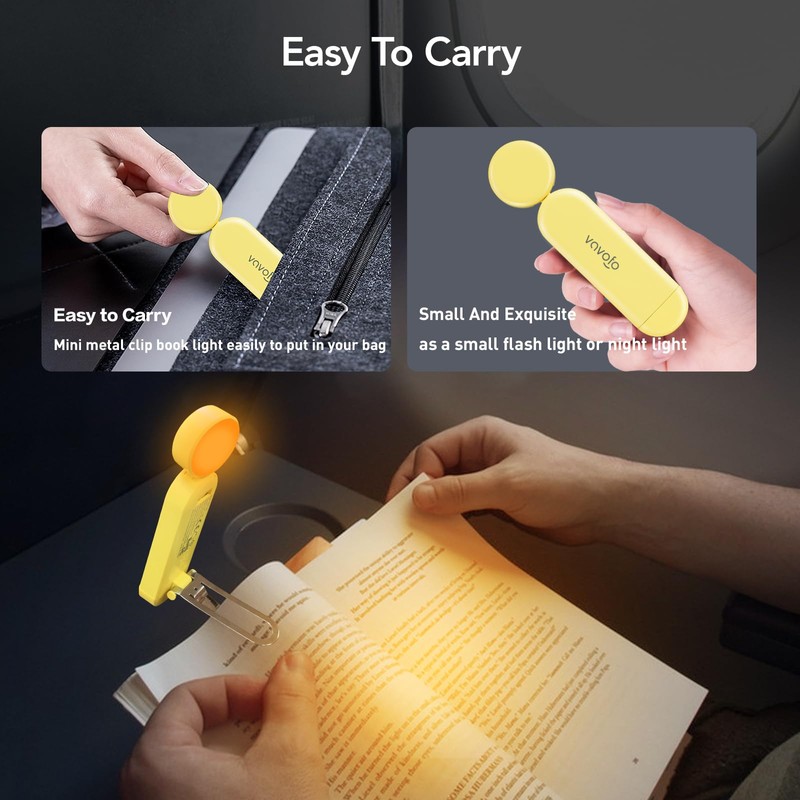 VAVOFO USB Rechargeable Book Light, Blue Light Blocking, Amber Clip-On