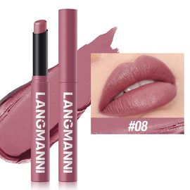 MIRUOKOU (2025 Newest) 12 Colors Matte Nude Lipstick Velvet Long Lasting Non-Stick Cup Mouth-08#
