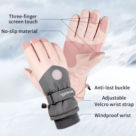 CAERUS Ski Gloves Waterproof Touchscreen Snowboard Gloves, Warm Winter Snow Gloves for Cold Weather, Unisize Men's (Navy)
