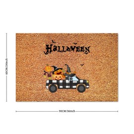 Atinarrogo Halloween Halloween Pumpkin Truck Coir Doormat Haunted House Front Door Mat Weather Resistant Natural Fibers Ideal for Inside Outside Home High Traffic Area Decor 24x36in