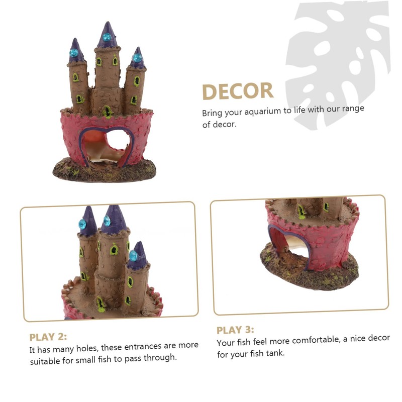 iplusmile 2pcs Castle Fish Tank Resin Decoration Aquarium Landscape Ornament