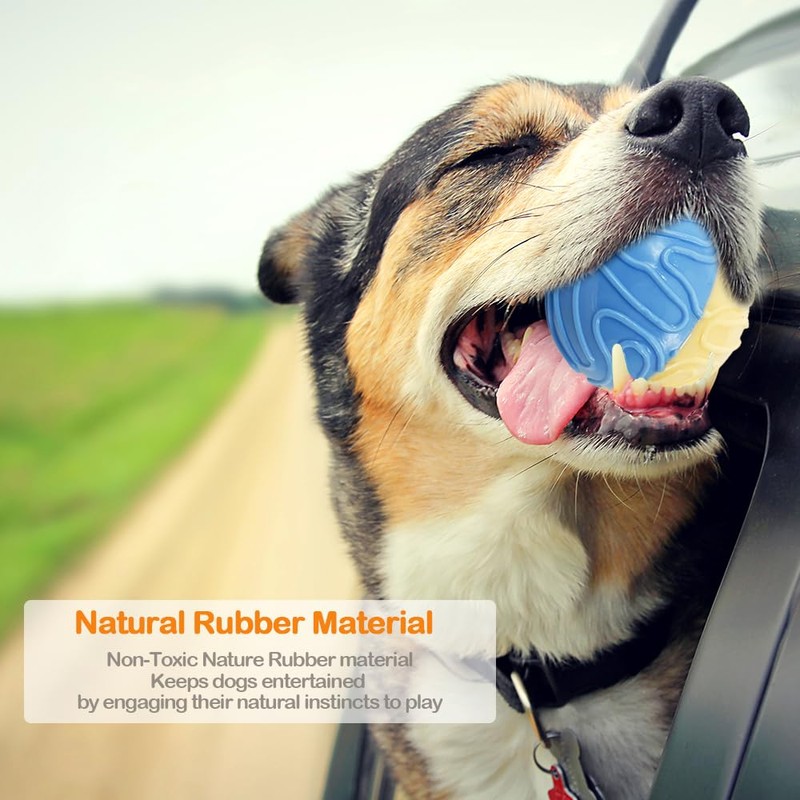 BPS 3pcs Dog Toys Rubber Ball Squeaky Sound Indestructible High