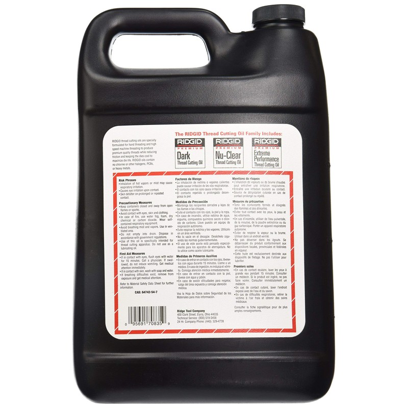 ​​RIDGID 70835 Nu-Clear Thread Cutting Oil, 1 Gal, Halogen, PCB