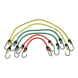 Meister Champion Luggage Straps 6 ✓ 3 lengths ✓ Steel Hooks with PVC Sleeve ✓ Elastic Cord with 2 Hooks | Rubber Straps for Bikes, Household and Workshop | 8638100