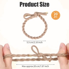 20 Pcs Braided Hair Ties No Damage, Nylon No Crease Ponytail Holders for Women Girls, Soft Colorful Bow Cute Elastics Hair Ties Bracelet Bulk, Elegant Non-Slip Bow Accessories for Long Thick