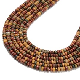 JM Design Red Creek Jasper Smooth Polished Rondelle Loose Gemstone Beads Size 4x6mm Approx 15 inch Strand for Jewelry Making, Arts and Craft