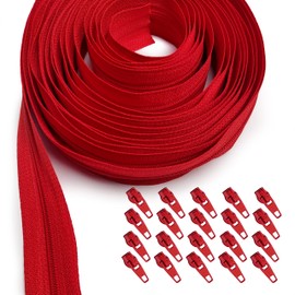 KGS Zipper by Yard | #3 Nylon Zipper Roll | 4 Yard and 20 Pulls (Red)