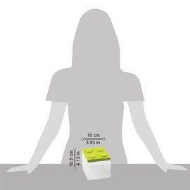 omada Design Confetti or candy container, Brick type, in transparent plastic and coloured lid - 500 ml - 10x10x10,5 cm