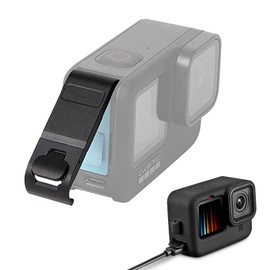 SYACHI Aluminiumlegierung Batteriefachdeckel für GoPro Hero 13/12/11/10/9, Akkudeckel Abnehmbarer Ladeanschluss Adapter Typ C Seitentür für GoPro Hero