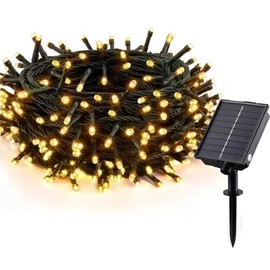 MERRIMAX M Solar String Lights Outdoor, 33ft 100 LED Solar Fairy Lights 8 Modes Waterproof Xmas Lights for Garden, Patio, Home, Party, Wedding, Holiday, Tree, Outdoor Decor (Warm White, 1 Pack)