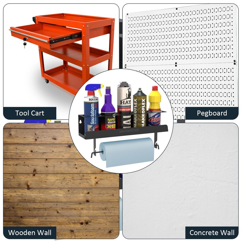 UNITEDPOWER 5 Aerosol Spray Can/Paper Towel Holder, Paint Bottle Storage