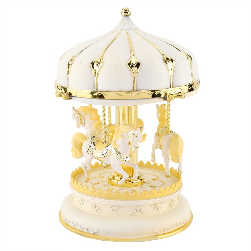 Plastic Romantic Three Horses Carousel Music Box Birthday Kids Anniversary