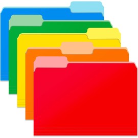 120-Pack Two Tone Color File Folders 8.5 x 11 Inch，1/3 Cut Tab File Folders Letter Size, Assorted Colors, Blue Red Green Yellow Orange Manila File Folders, School Business Office Folders for Document