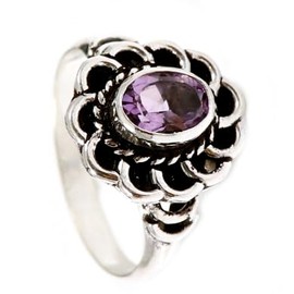 JEWELSTREZORO Amethyst facettiert Edelstein-Bandring für Herren und Damen, alle Größen, 925er-Sterlingsilber, handgefertigter Geschenkartikel, Schmuck TSR184C_70 (22.3)