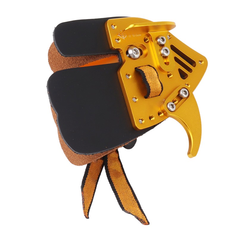 Shooting Tabs Golden Gold and Black Leather Archery Finger Guard