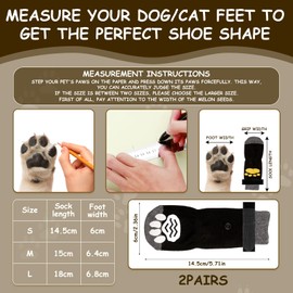 Anti Slip Dog Socks, Dog Paw Protectors 2 Pairs Paws Stop Licking Claw Grip Boots Shoes Cat Slippers Adjustable Strap Bandage for Pet Puppy Indoor Outdoor Hardwood Floor Walking (S)