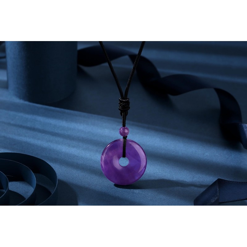 Sahoottie Amethyst Gemstone Necklace 30 x 30 mm Doughnut Amethyst