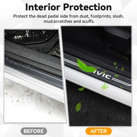 BETTORCAM Car Door Sill Protector Compatible for Civ ic Accessories,Anti-Scratch Carbon Fiber Leather Door Sill Sticker, Decoration Door Sill Scuff Plate Sticker for Auto SUV-4PCS