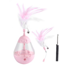ABS Pink Durable Pet Electric Leakage Food Swing Tumbler with Bell Cat Educational Teaser Funny Toy