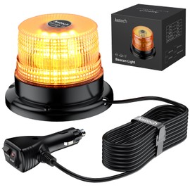 Justech 40LEDs Amber Strobe Light Emergency Warning Strobe Light Flashing Beacon Lights 7 Flash Modes Waterproof with Magnetic Base for 12/24V Truck Vehicle Tractor Bus (Transparent Lens, Amber Light)