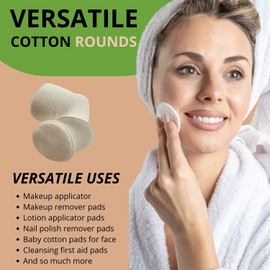 Cotton Rounds Makeup Remover Pads – Pack of 100 – Lint Free Eco-Friendly & Compostable – Use as Makeup Applicator, Nail Polish Remover, or Baby Care Pad – Kraft Box