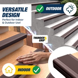 Stair Edge Protector 12 Ft - Brown Rubber Edge Trim for Steps - Stair Nose Molding - Rubber Nose Trim - Fit for Indoor and Outdoor - Non Slip and Waterproof