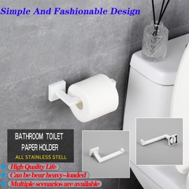 GERZWY Stainless Steel Bathroom Toilet Paper Holder Wall Mount Dispenser Tissue Hanger Tissue Roll Holder, White