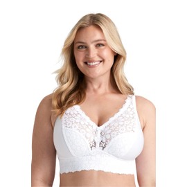Miss Mary of Sweden Lace Dreams Elastic Long Bra Without Underwire Made from Recycled Material, White