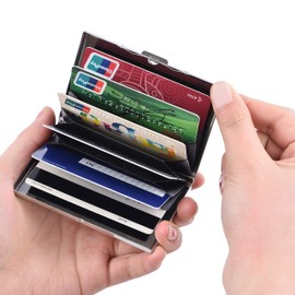 BONSYL® Credit Card Holder, RFID Blocking Slim Metal Credit Card Wallet, with 6 Card Slots, for Women and Men.(6 Slots/Silver/Flower)