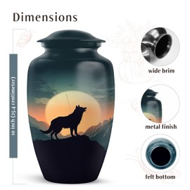 YATSKIA Wolf Urn for Ashes Adult Male - Cremation Urns for Human Ashes - Urn for Ashes for Women - Decorative Urns - Urns for Human Ashes Adult Female, Burial Urns for Adult Human Ashes 10Inch