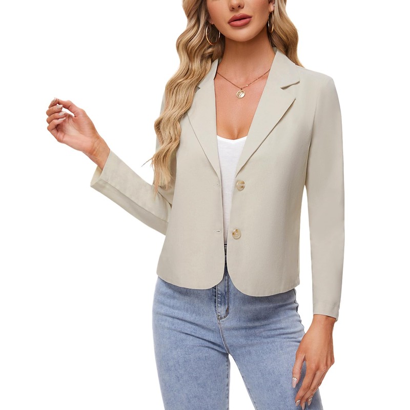 MINTLIMIT Cotton Linen Blazer for Women Button Front Long Sleeve